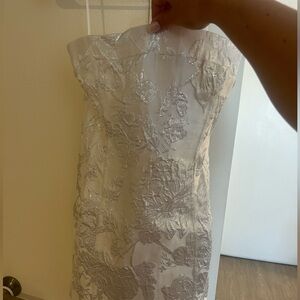 12th Tribe White and Silver Floral Mini Dress